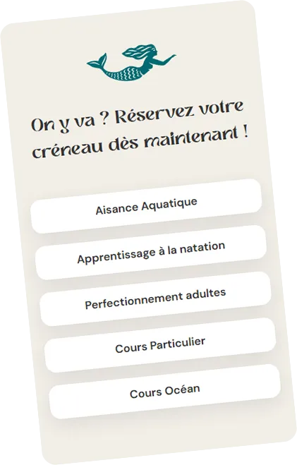 Aperçu mobile de l’espace de réservation du site Yaku Swim sur iPhone, création Ilun